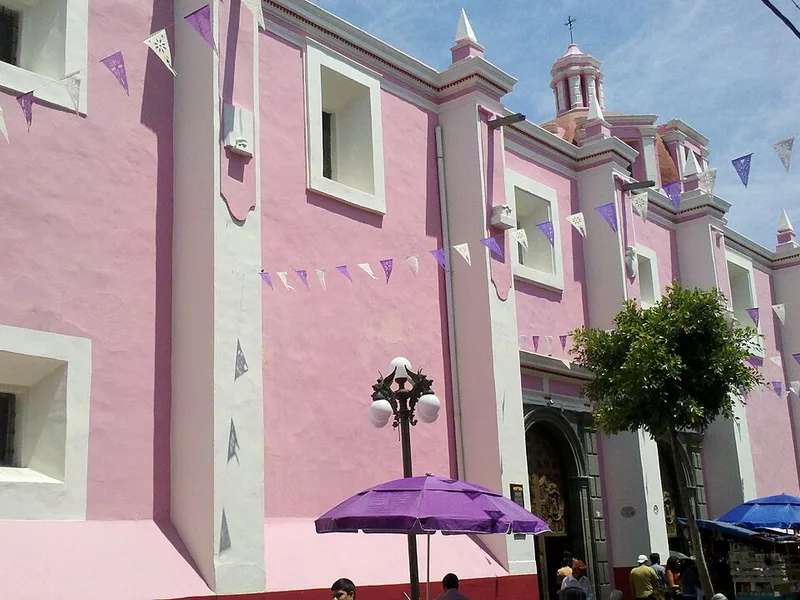 Pink church — Templo de Santa Mónica, Puebla